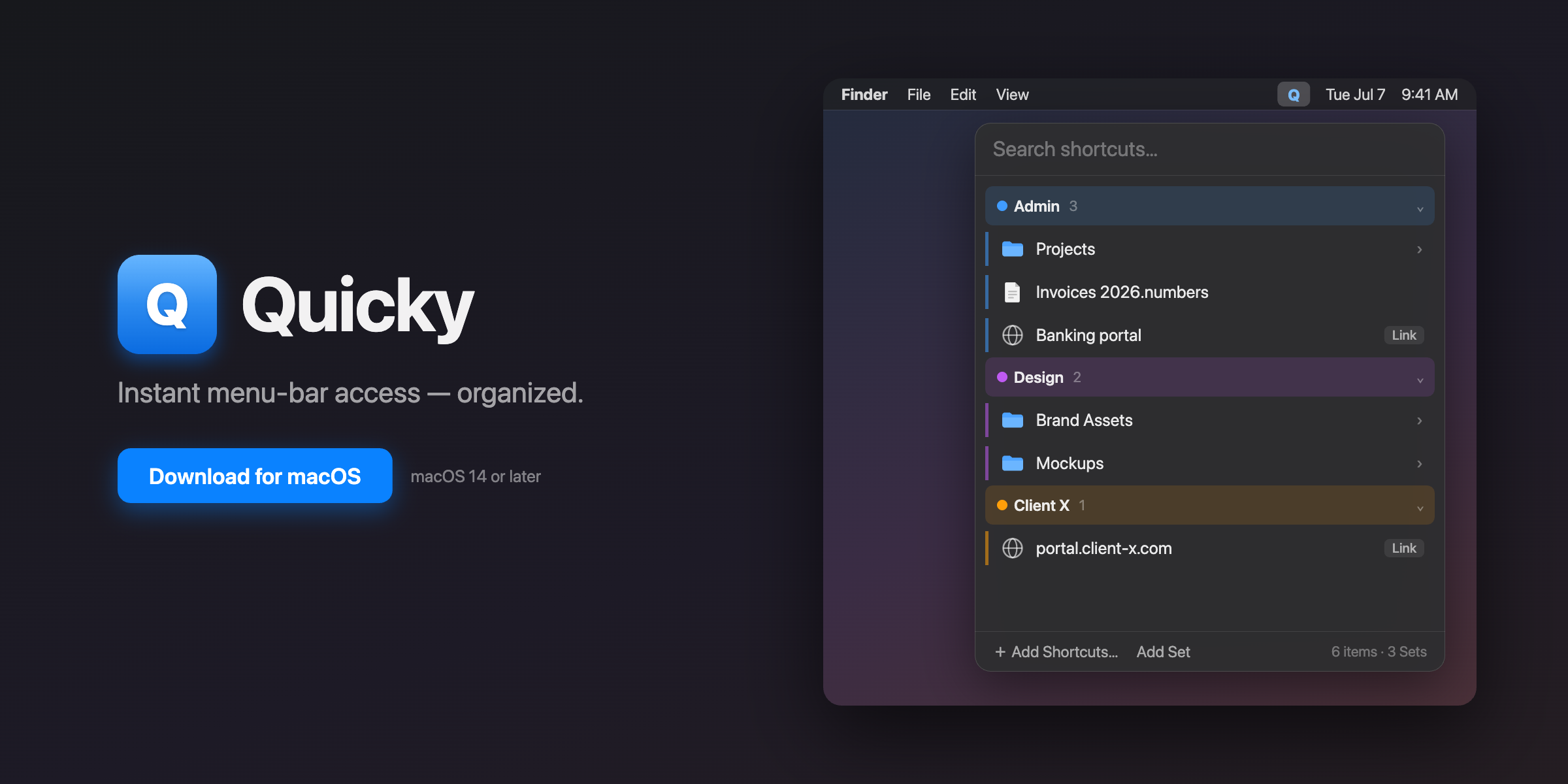Quicky dual-platform app for macOS and Windows
